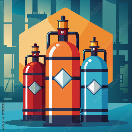 Wallpaper Mural Compressed Gas Cylinders with Safety Symbols – Industrial Fuel Storage Torontodigital.ca