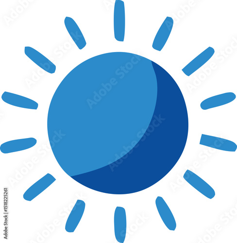 Abstract blue sun design with partial eclipse illustration