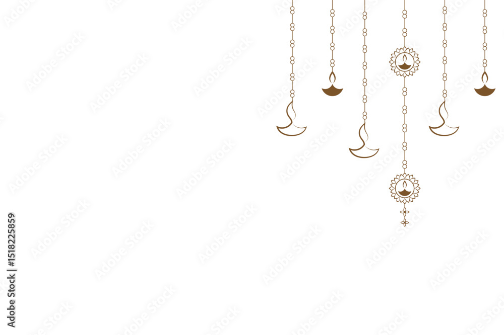 Happy Diwali greeting template with hanging Diya design on transparent background Happy Diwali greeting template with hanging Diya design on transparent background