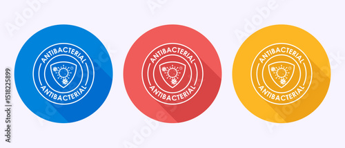 Antibacterial icon design illustration, Hygiene label symbol in shadow button design