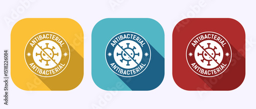 Antibacterial icon design illustration, Hygiene label symbol in shadow button design