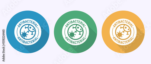 Antibacterial icon design illustration, Hygiene label symbol in shadow button design