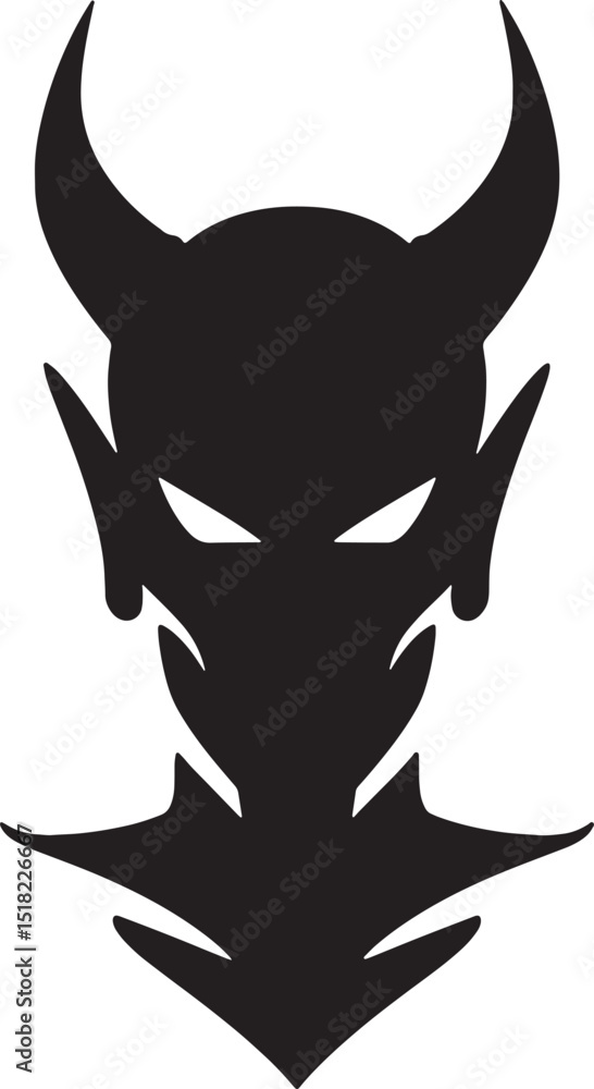Fototapeta premium Silhouette of a Devil Head Fierce, Dark, and Mysterious Illustration