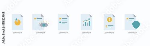 Document Icon Set Isolated Vector In Flat Style