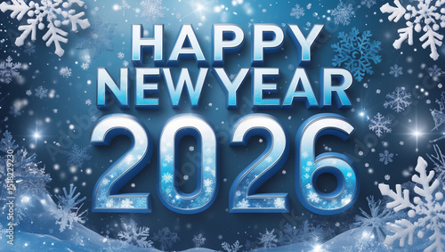 Cool Winter Wonderland Happy New Year 2026 – Icy Blue & Silver Theme