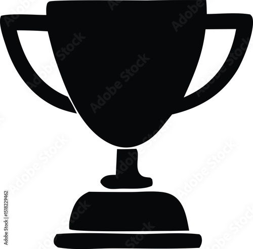 Simple black silhouette of a classic champion trophy