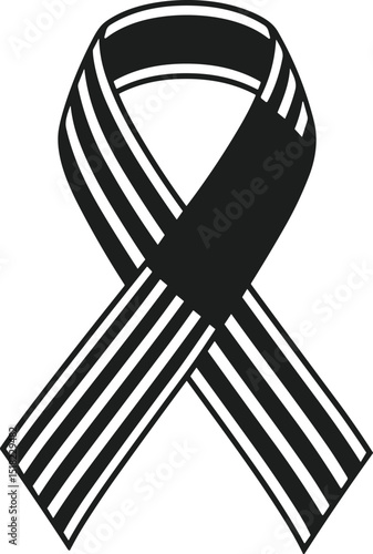 Striped Awareness Ribbon Silhouette Vector Illustration