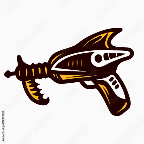 Retro Sci-Fi Ray Gun Illustration, Vintage Space Weapon Graphic