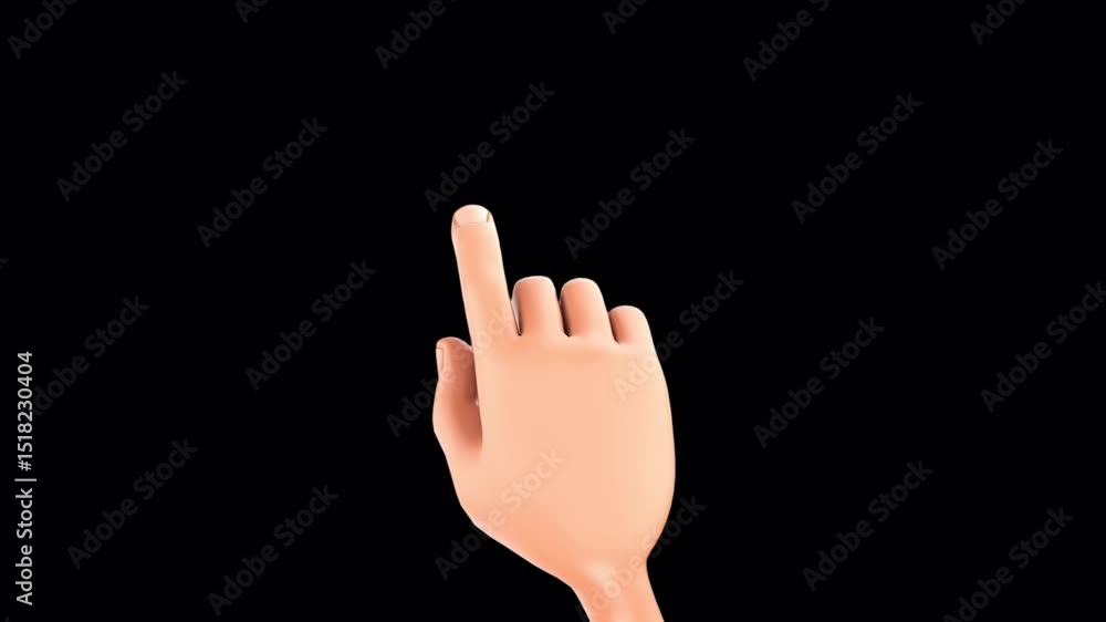 Animated Hand Pointing Upwards Against Black Background, Digital Touch Concept Animated Hand Pointing Upwards Against Black Background, Digital Touch Concept