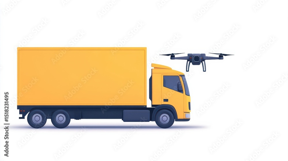 Simple flat icon of logistics automation truck and drone Simple flat icon of logistics automation truck and drone