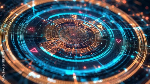 Wallpaper Mural Futuristic Technology Interface with Circular Circuitry and Data Transmission Torontodigital.ca