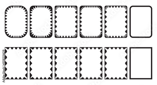 Photo frames set in different style and shapes. Collection of frams. Vector illustration.