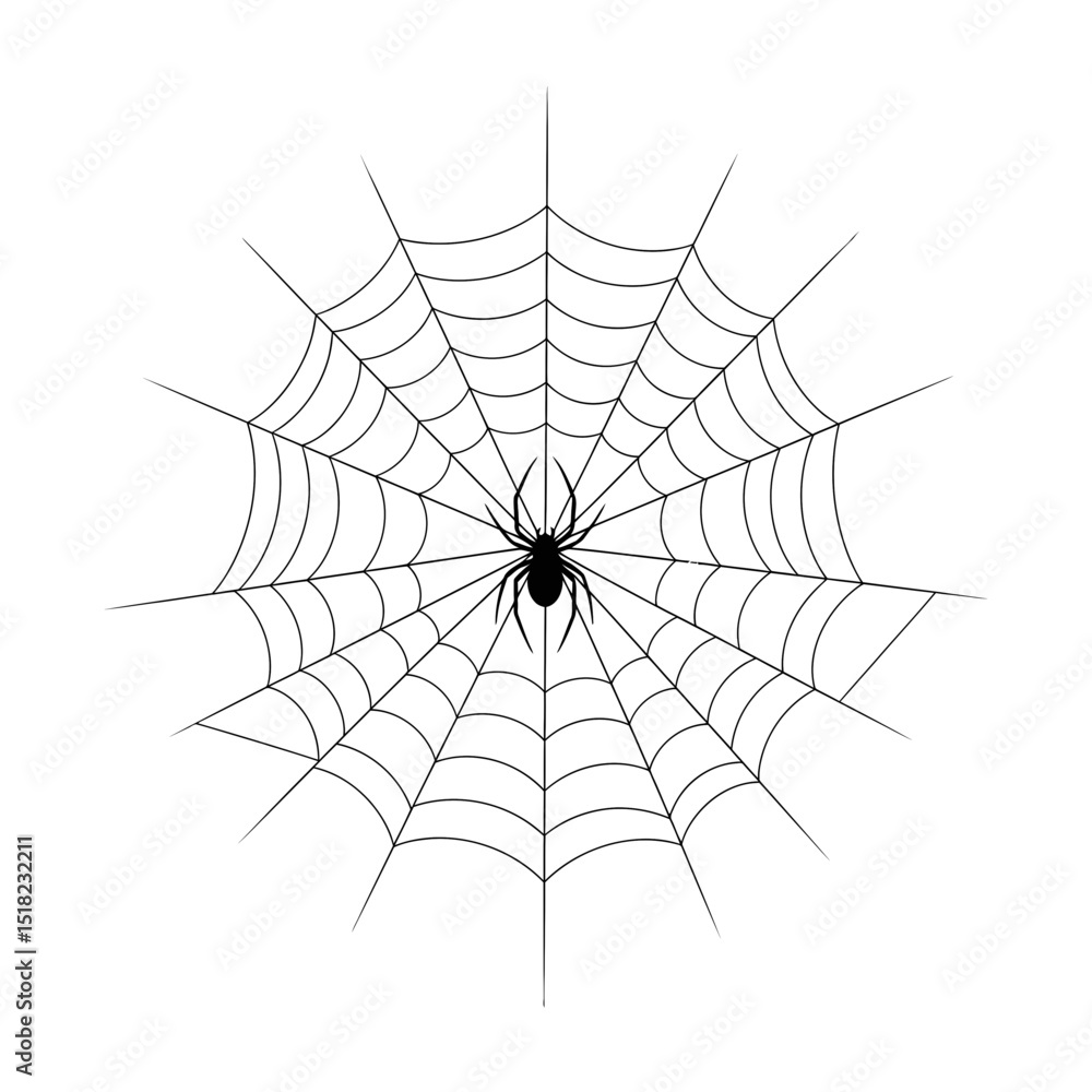 Obraz premium Black Spider in Web Vector Icon Design 