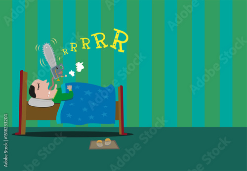 Noisy Snoring Concept. Vector Cartoon eps10. Editable Clip Art.