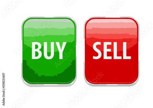 Buy and Sell Stock Market Buttons Investing, Trading, Finance, and Economic Concepts