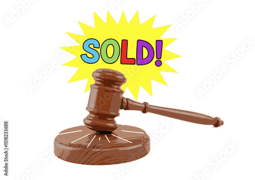 Auction Gavel and Sold Sign  Successful Bidding, Estate Sale, Property Auction, Online Auction, and More