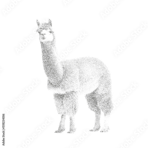 Pointillism Drawing of a Llama