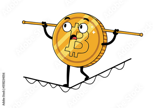 Bitcoin's Precarious Balance A Cryptocurrency Tightrope Walk Illustration