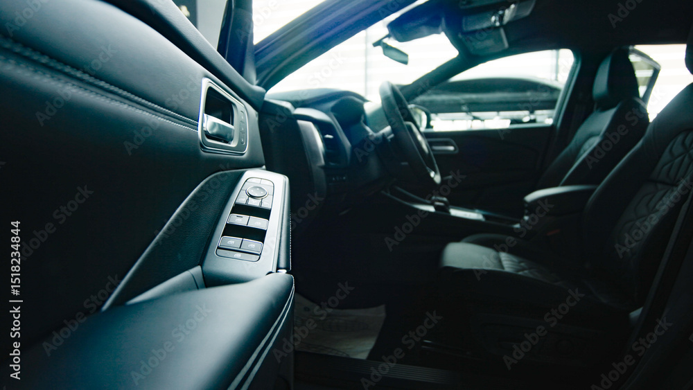 Close-up of the interior of a modern automobile. Interior details. Concept of auto parts, buying auto and interiors. Close-up of the interior of a modern automobile. Interior details. Concept of auto parts, buying auto and interiors.