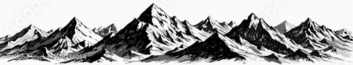 Black and White Mountain Range Illustration
