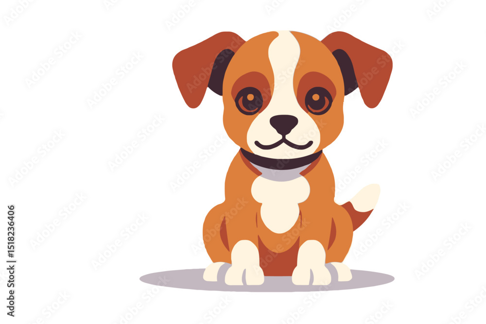 Fototapeta premium Cute Cartoon Dog Vector Illustration - Brown and White Puppy Image - Adorable Pet Clipart for Kids and Adults - Download High Quality Graphics for Your Projects