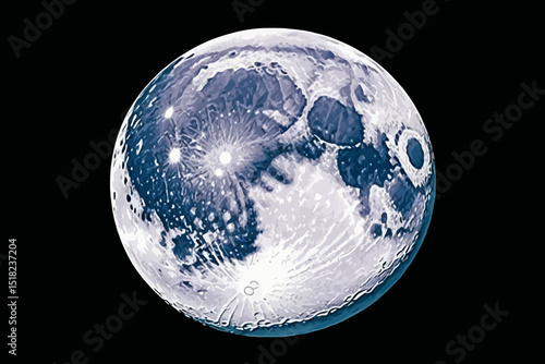 Detailed Full Moon Image with Craters and Lunar Surface Textures- Stunning Close Up View of the Earths Moon Against a Black Sky Background- High Resolution Lunar Photography