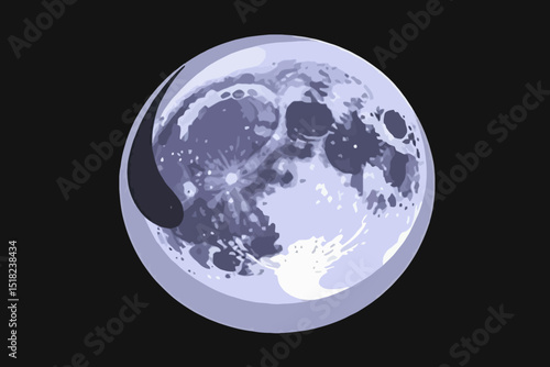 Lunar Eclipse Illustration Graphic-Moon Phase Art with Shadow-Astronomical Event Artwork-Celestial Themed Visual