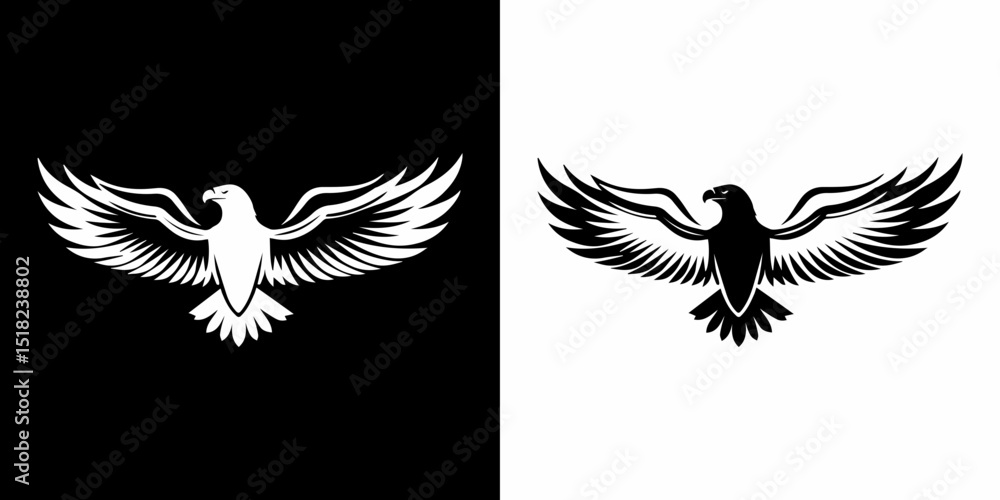 Obraz premium Eagle Silhouette Vector Illustration in Black and White
