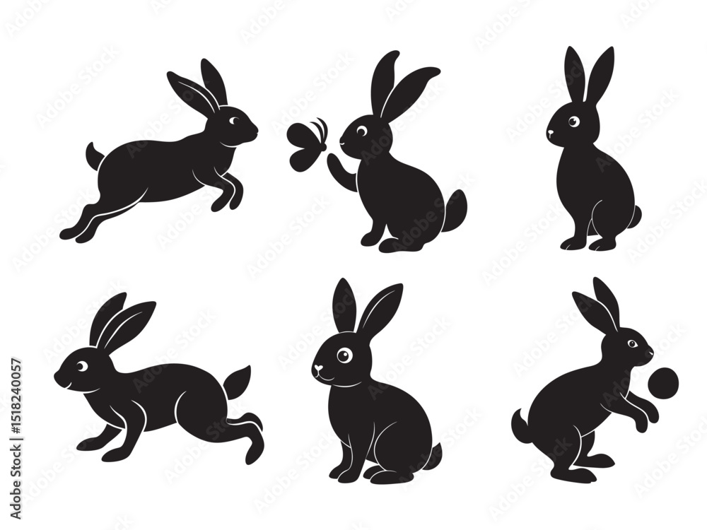 Fototapeta premium vector set of rabbits silhouette 