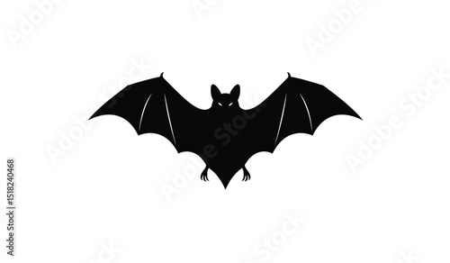 The flying bat vector illustration with white cutting elements. Halloween party character decoration.