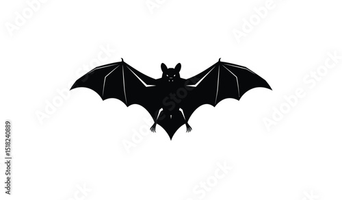 The flying bat vector illustration with white cutting elements. Halloween party character decoration.