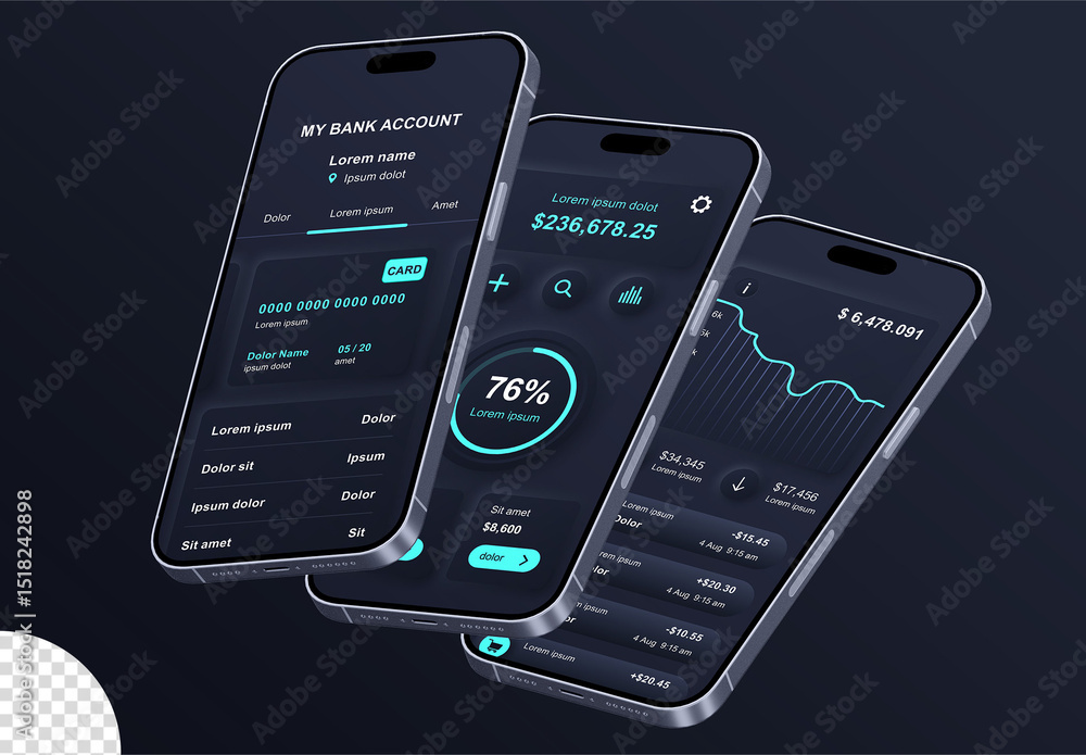 Phone Screens Web App Social Media UI UX Mockup Stock Template | Adobe ...