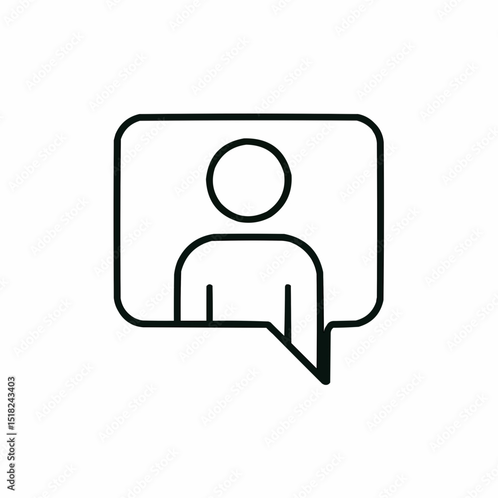 Outlined person inside dialogue bubble — communicator or negotiator.