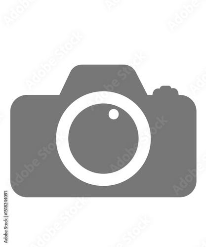 Camera clip art design on plain white transparent isolated background for sign, decal, card, shirt, hoodie, sweatshirt, apparel, tag, mug, icon, poster or badge
