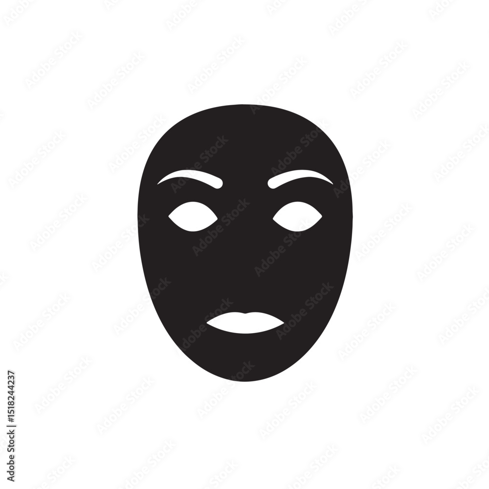 Simple Black Mask Icon A Minimalist Illustration of a Faceless Mask for Theatre, Costume, or Identity Concealment Simple Black Mask Icon A Minimalist Illustration of a Faceless Mask for Theatre, Costume, or Identity Concealment