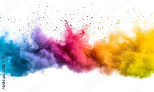 Colorful powder eruption PNG with rainbow hues, party and color run element