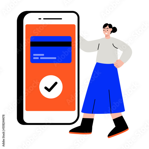 A flat style illustration showing payment done