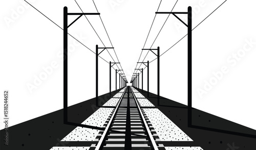 Railroad overhead lines. Contact wire.  illustration.