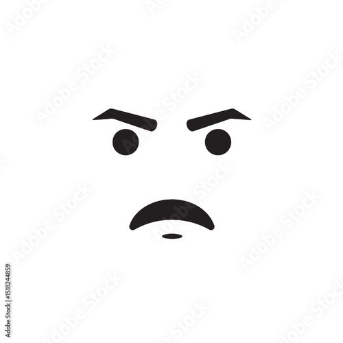 Angry Face Icon Simple Black and White Illustration of an Annoyed Expression