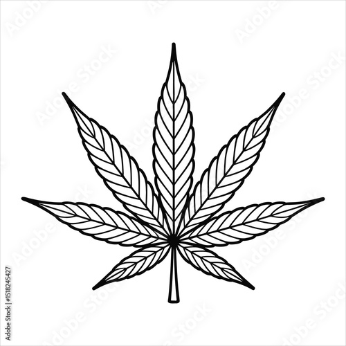 Cannabis Leaf Outline Vector. Marijuana Plant Silhouette Illustration.