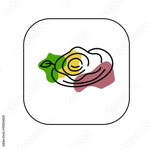 Logo and icon of omelette with plate, food line logo with simple concept, omelette, egg