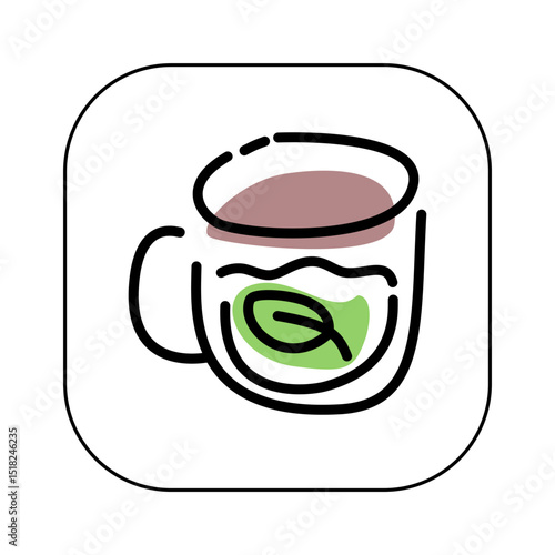 Coffee cup logo with smoke, simple line cup logo and icon, suitable for coffee or hot drink cafe logo or icon