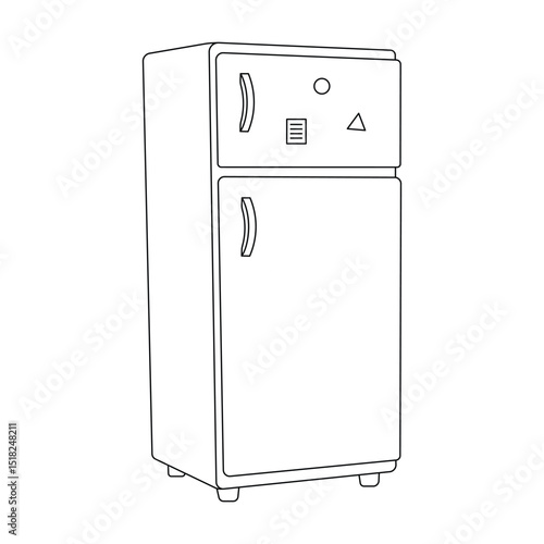 Hand drawn kids drawing Vector illustration fridge flat cartoon isolated