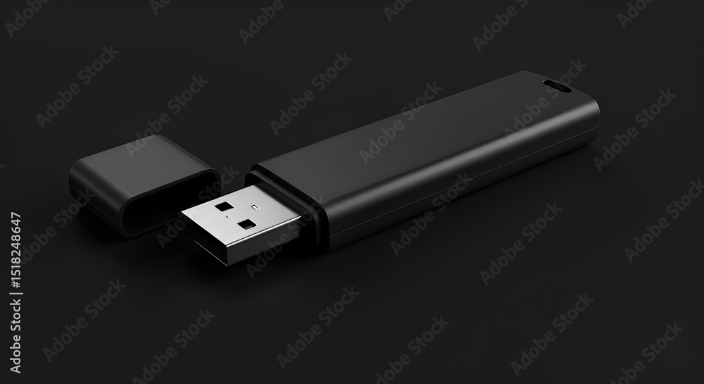 USB flash drive mockup with removable cap and shadow, white background USB flash drive mockup with removable cap and shadow, white background