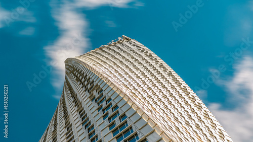 Photography Cayan Tower timelapse known also as Infinity Tower in Dubai Marina