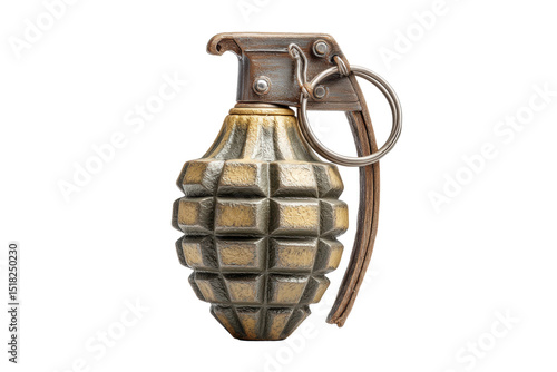 PNG Detailed metallic hand grenade on black background