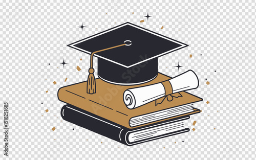 Graduation Cap Diploma Books Academic Success Education Achievement Knowledge Learning Graduation Ceremony University College High School Smart Graduate Celebrate Success Education Goals Future       