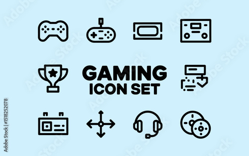 Modern Gaming Icon Set Vector Graphics Digital Download High Resolution Professional Design Clean Style Bold Outlines Perfect for Websites Apps and Presentations User Interface Elements Game          