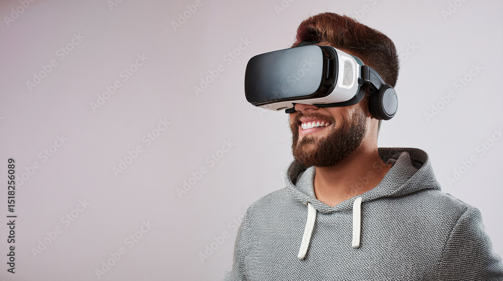 Generated Image of a man wearing a vr headset, virtual reality Generated Image of a man wearing a vr headset, virtual reality