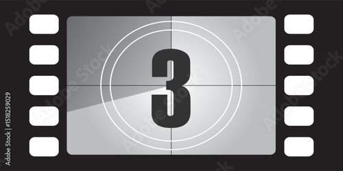 Movie Countdown Frame. Retro design. Old film movie timer count. Vintage cinema. Number count. Vector illustration.eps 10